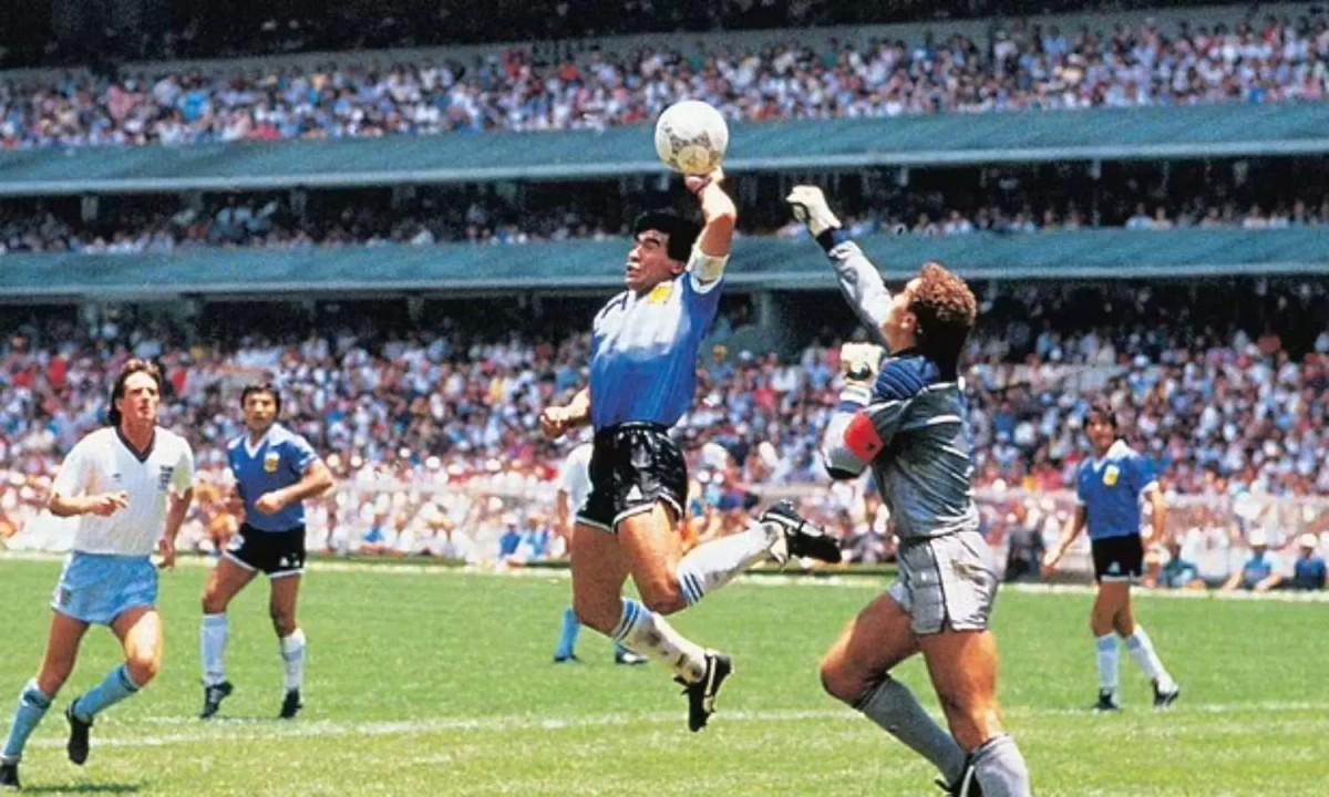 1986年世界杯，迭戈·马拉多纳的“上帝之手”。