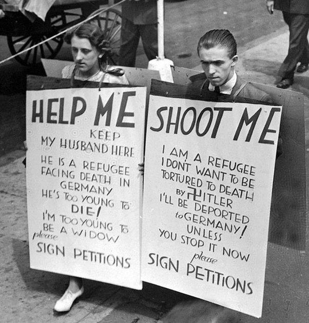 1936年，犹太人在埃利斯岛抗议，反对被遣返回德国。