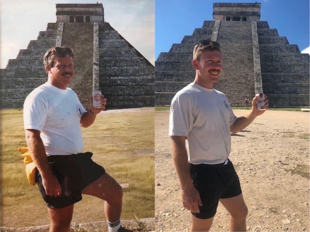 我爸爸和我。1984年 vs 2018年。奇琴伊察。
