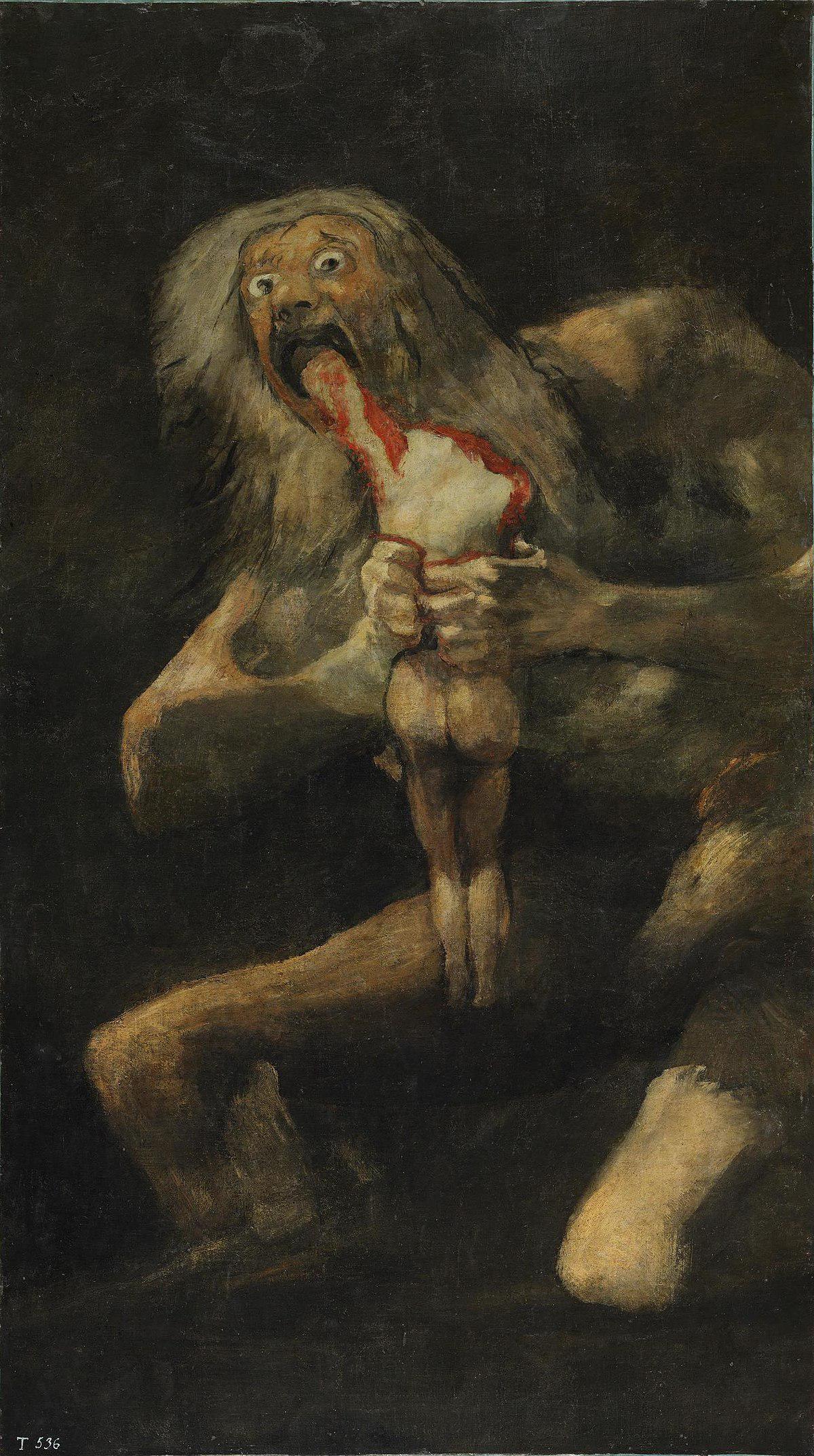 《农神食子》，弗朗西斯科·戈雅黑色绘画系列之一（1819-1823）