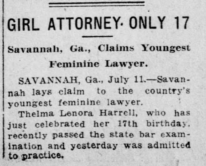 1922年7月12日——"年仅17岁的女律师"